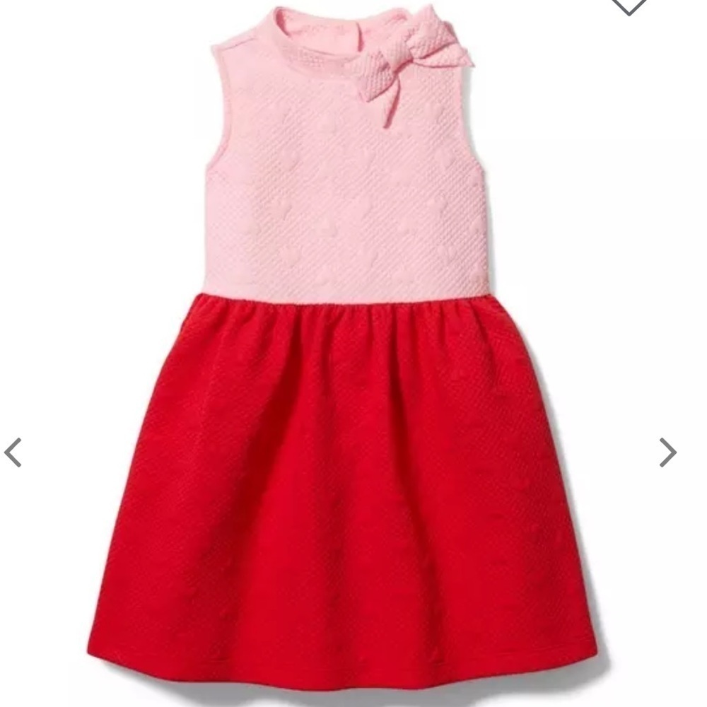 Janie and Jack Colorblock Red & Pink Quilted Heart Valentines Dress SIZE 2T